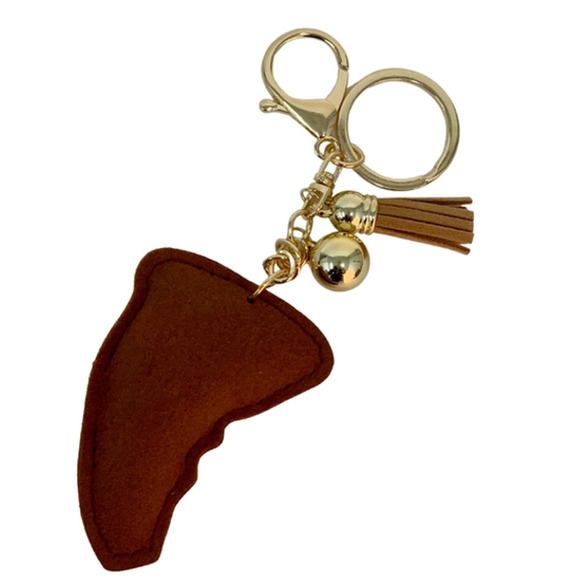 Bling Crystal Pepperoni Pizza Tassel Keychain Keyring Bag Purse Charm - Picture 2 of 4